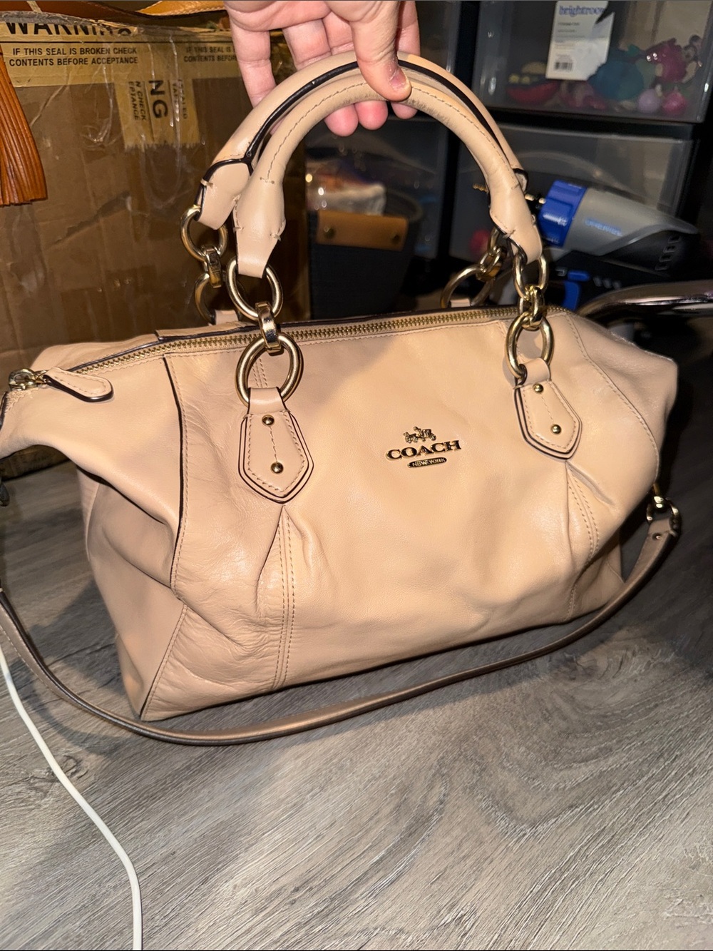 Coach Soft Leather Collette Nude/Tan Leather Satchel (missing baby tag)